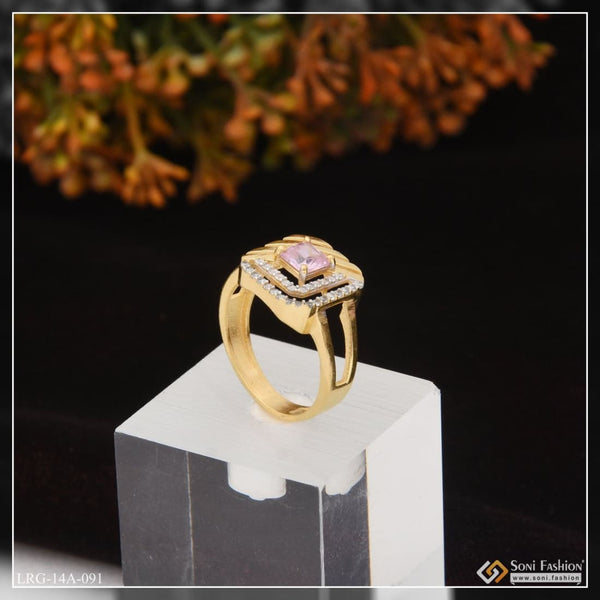 1 Gram Gold Plated Purple Stone Glittering Design Ring For