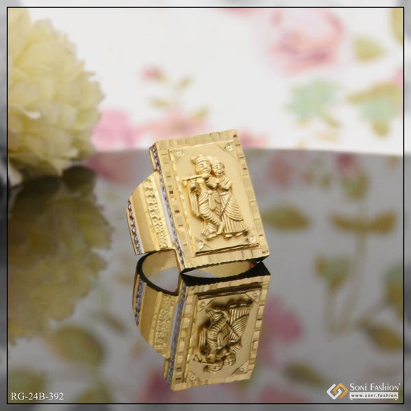 1 gram gold plated radha krishna finely detailed design ring