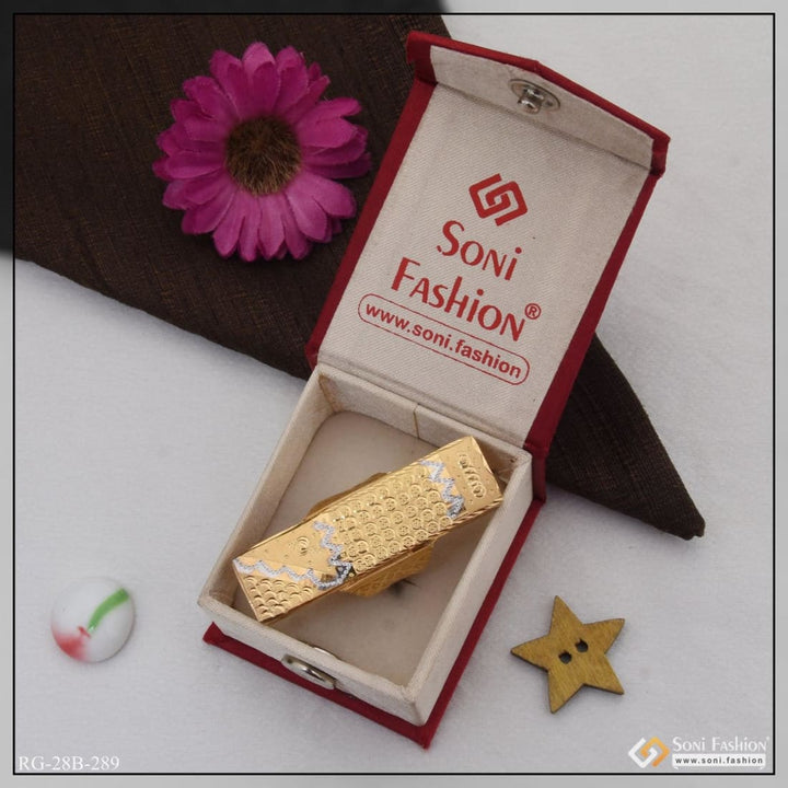 1 gram gold plated rectangle shape designer design best ring