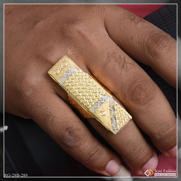 1 gram gold plated rectangle shape designer design best ring