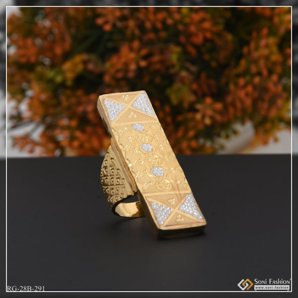 1 gram gold plated rectangle shape glittering design ring