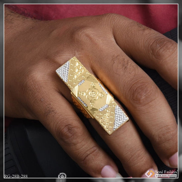 1 gram gold plated rectangle shape sophisticated design ring