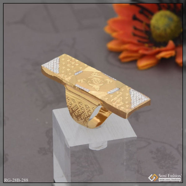 1 gram gold plated rectangle shape sophisticated design ring