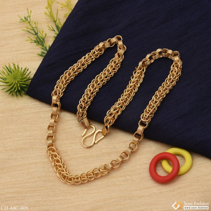 1 gram gold plated ring into finely detailed design chain