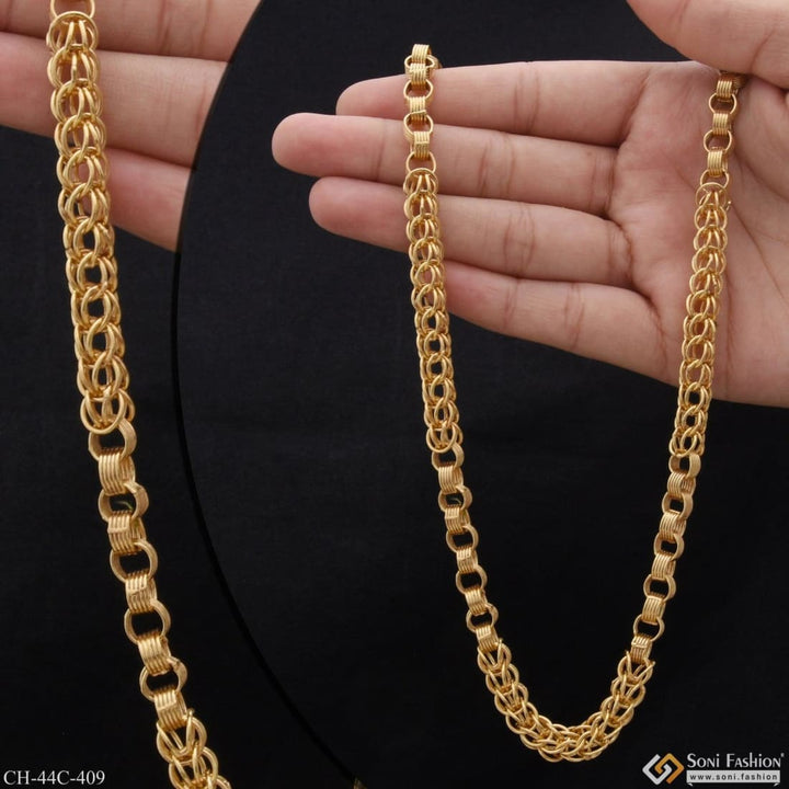 1 gram gold plated ring into finely detailed design chain