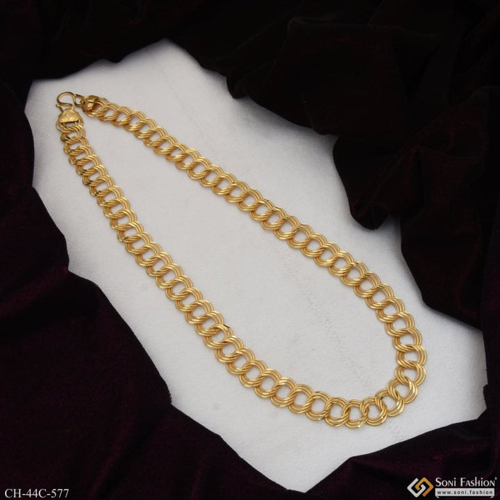 1 gram gold plated ring into finely detailed design chain