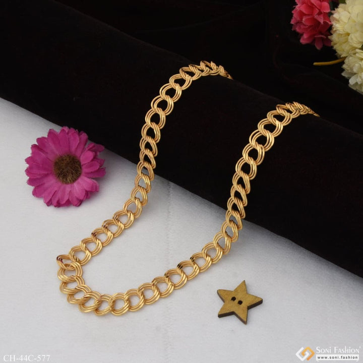 1 gram gold plated ring into finely detailed design chain