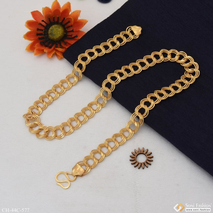 1 gram gold plated ring into finely detailed design chain