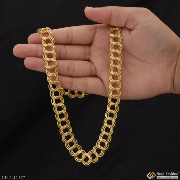 1 gram gold plated ring into finely detailed design chain