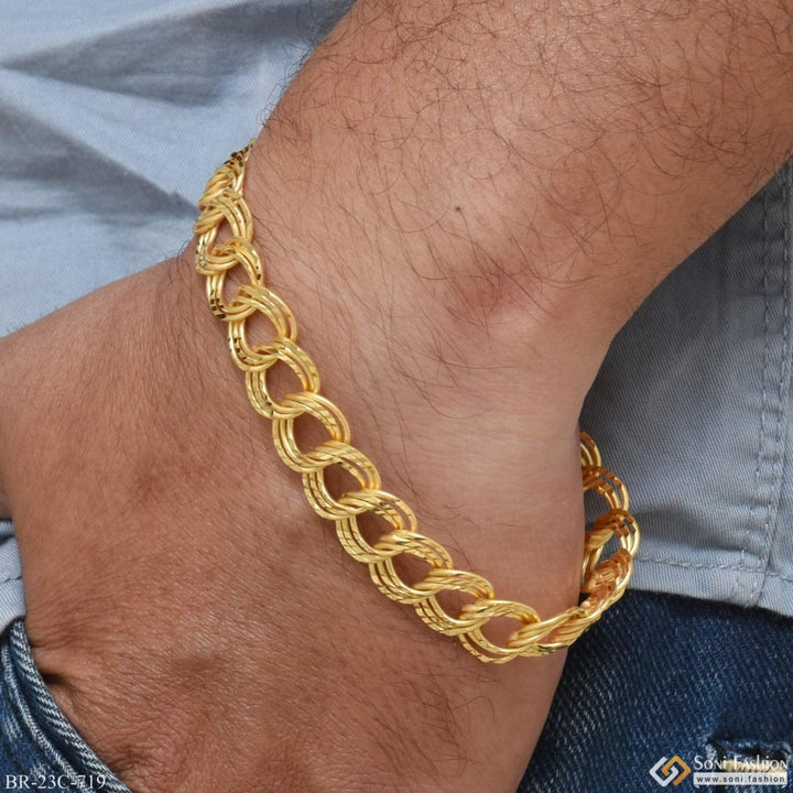 1 gram gold plated round linked prominent design bracelet