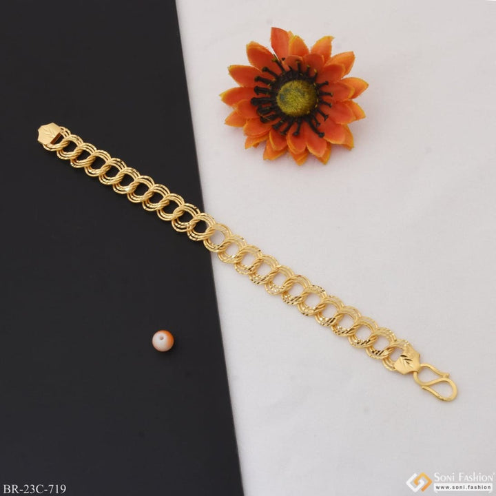 1 gram gold plated round linked prominent design bracelet