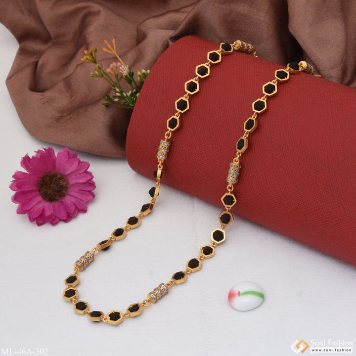 1 Gram Gold Plated Rudraksha Mala With Diamond Glamorous