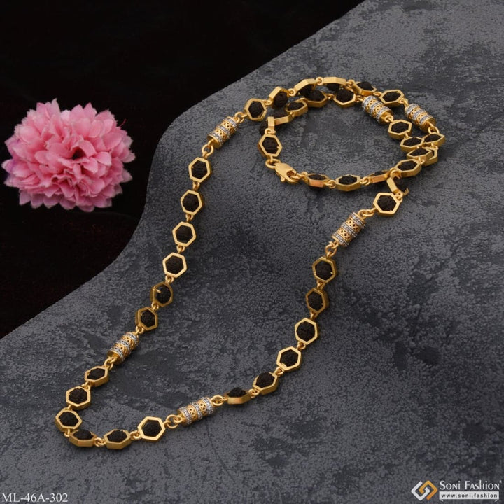 1 Gram Gold Plated Rudraksha Mala With Diamond Glamorous