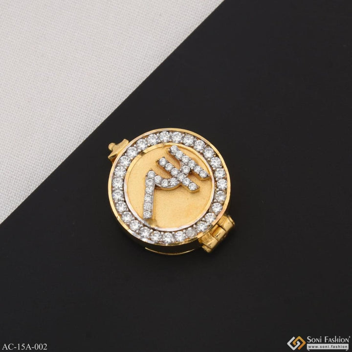 1 Gram Gold Plated Rupee With Diamond Best Quality Button