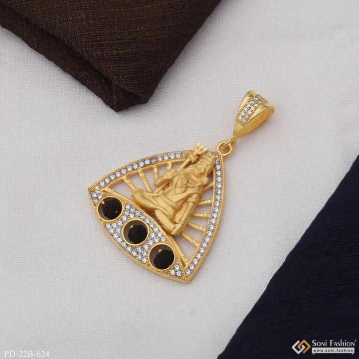 1 Gram Gold Plated Shiv With Diamond Glamorous Design