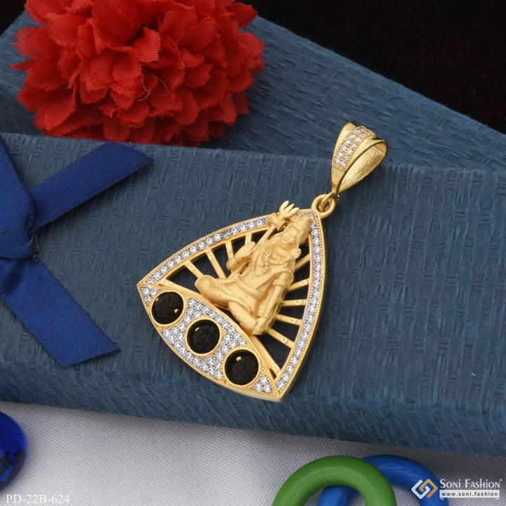 1 Gram Gold Plated Shiv With Diamond Glamorous Design