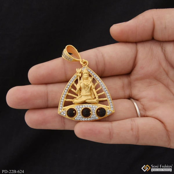 1 Gram Gold Plated Shiv With Diamond Glamorous Design