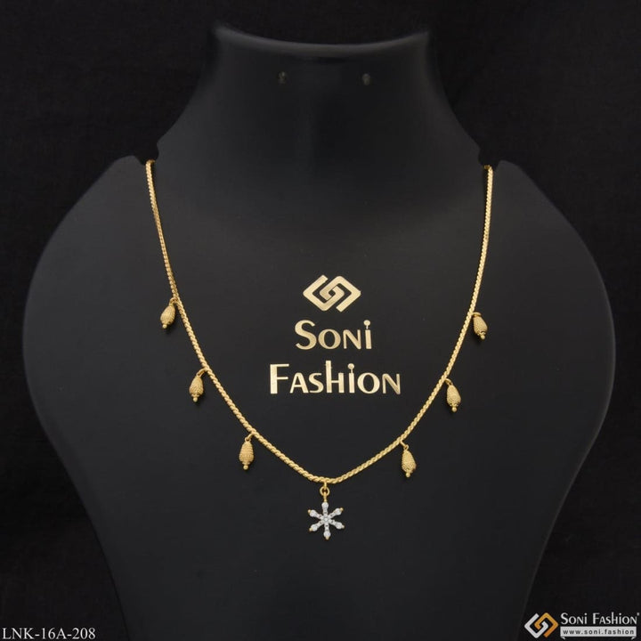 1 gram gold plated star with diamond classic design necklace