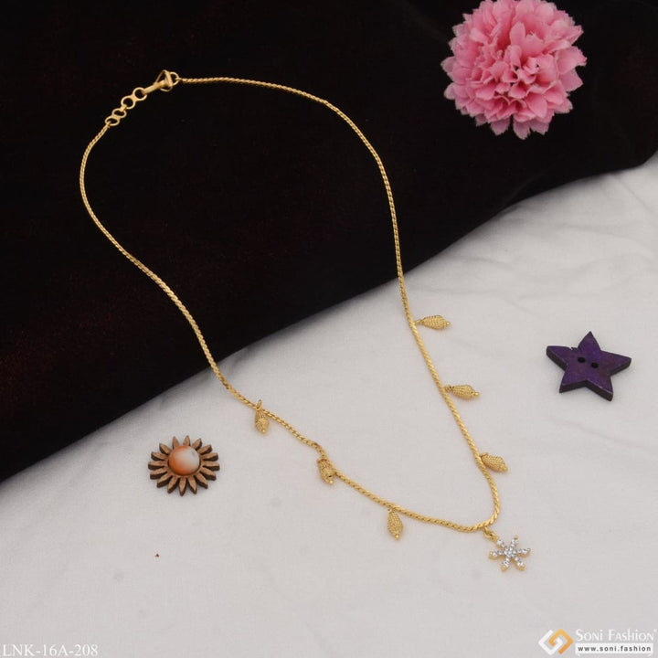 1 gram gold plated star with diamond classic design necklace