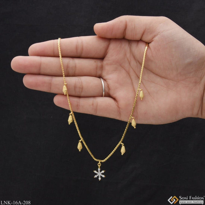 1 gram gold plated star with diamond classic design necklace