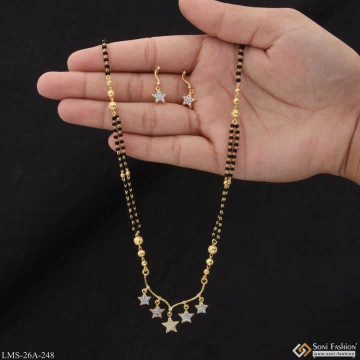 1 Gram Gold Plated Star With Diamond Designer Mangalsutra