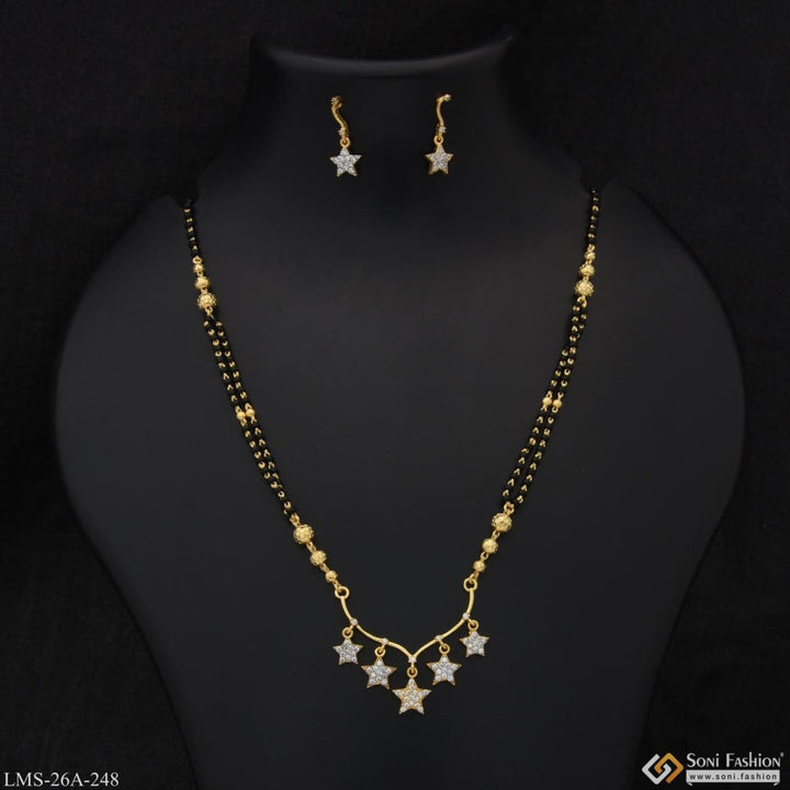 1 Gram Gold Plated Star With Diamond Designer Mangalsutra