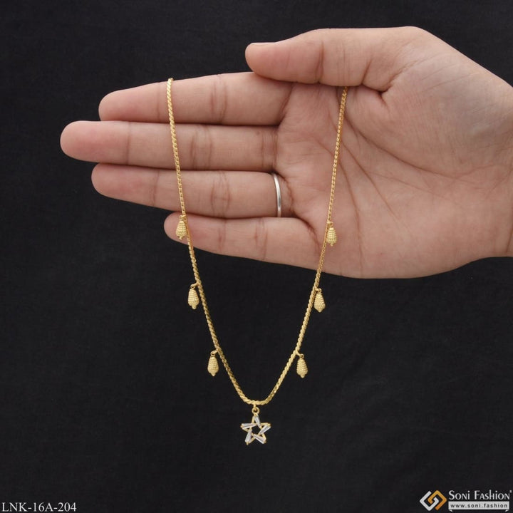 1 gram gold plated star with diamond unique design necklace