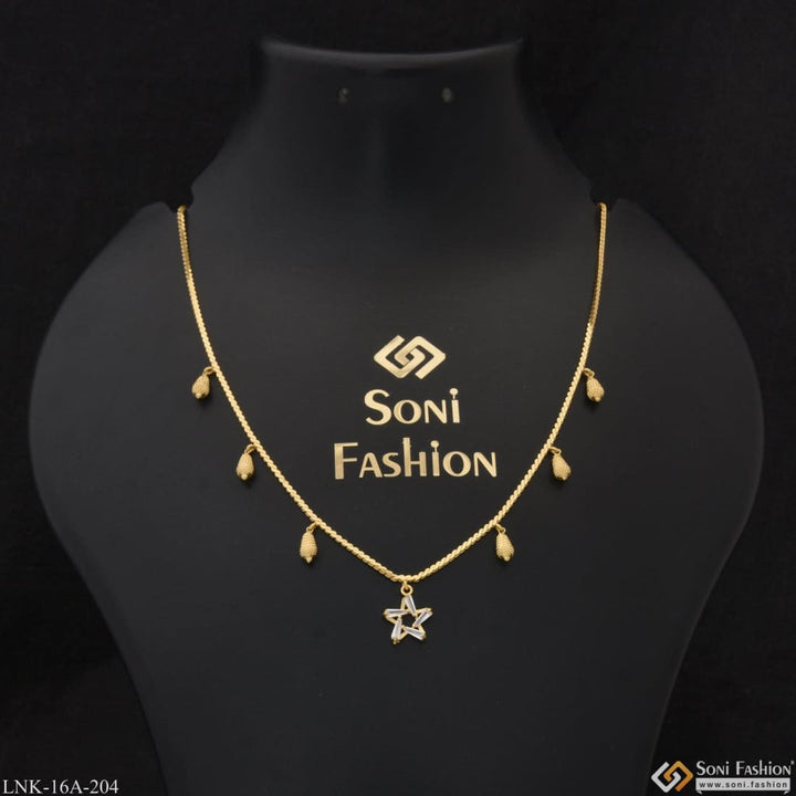 1 gram gold plated star with diamond unique design necklace