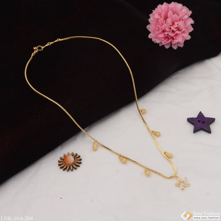 1 gram gold plated star with diamond unique design necklace