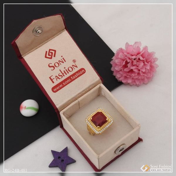 1 gram gold plated red stone with diamond amazing design