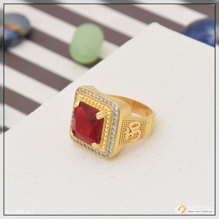 1 gram gold plated red stone with diamond amazing design