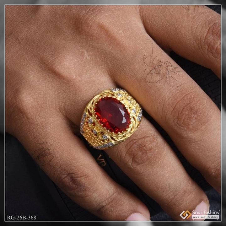 1 gram gold plated red stone with diamond antique design