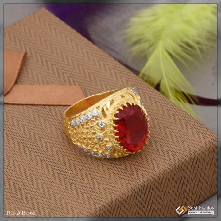 1 gram gold plated red stone with diamond antique design