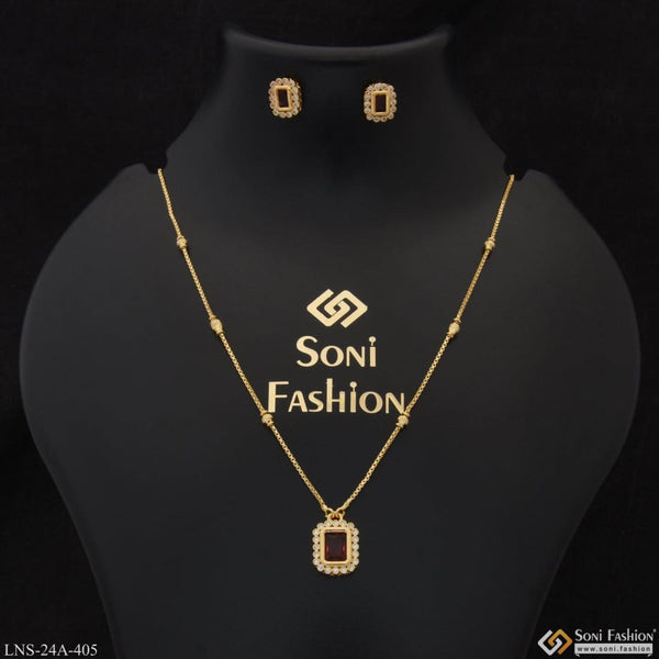 1 gram gold plated red stone fashion-forward necklace set