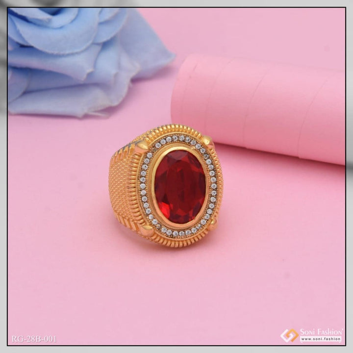 1 gram gold plated red stone streamlined design superior