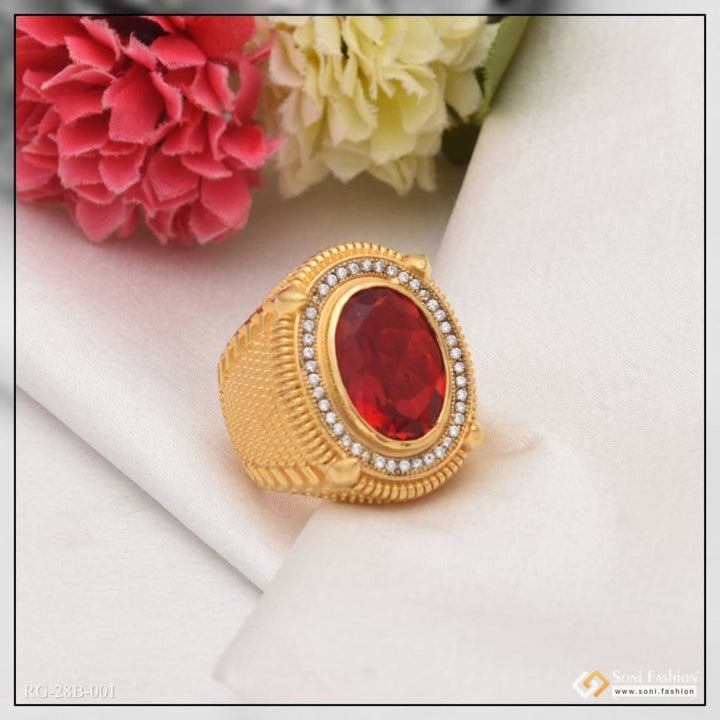 1 gram gold plated red stone streamlined design superior