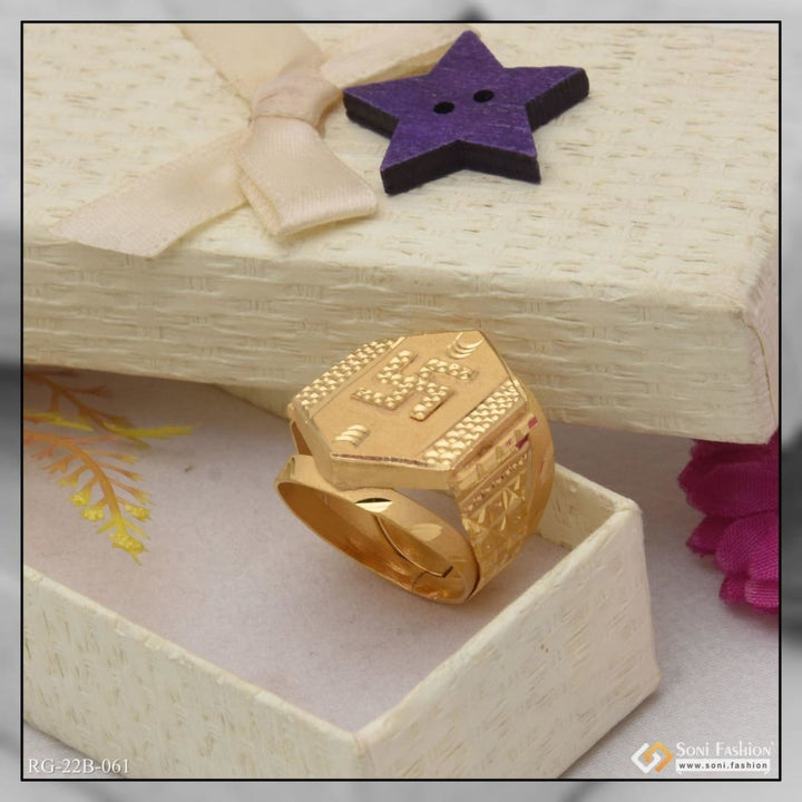 1 gram gold plated swastik attention-getting design ring for