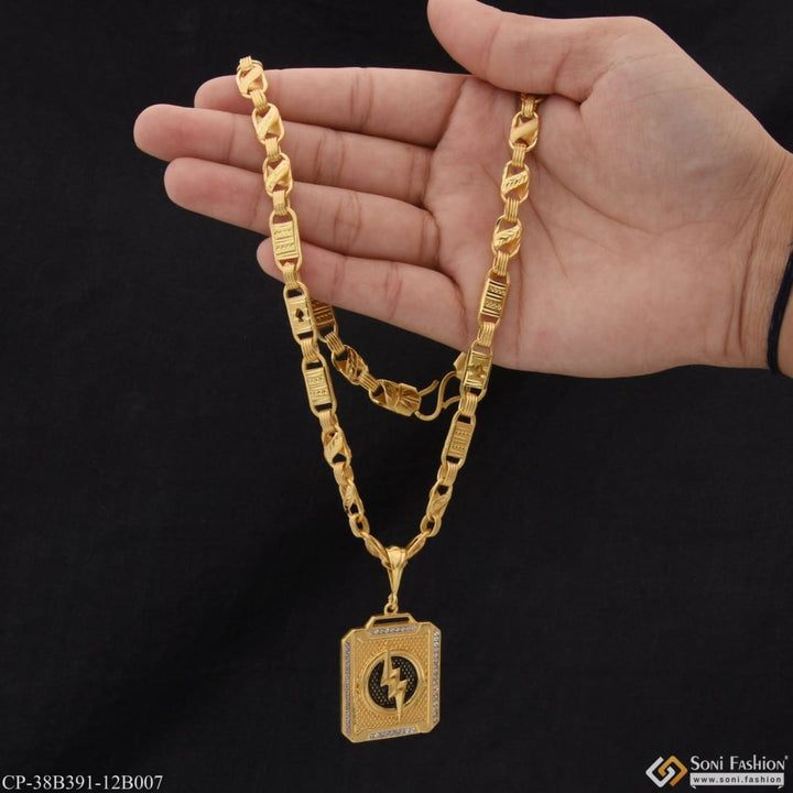 1 gram gold plated thunder antique design chain pendant