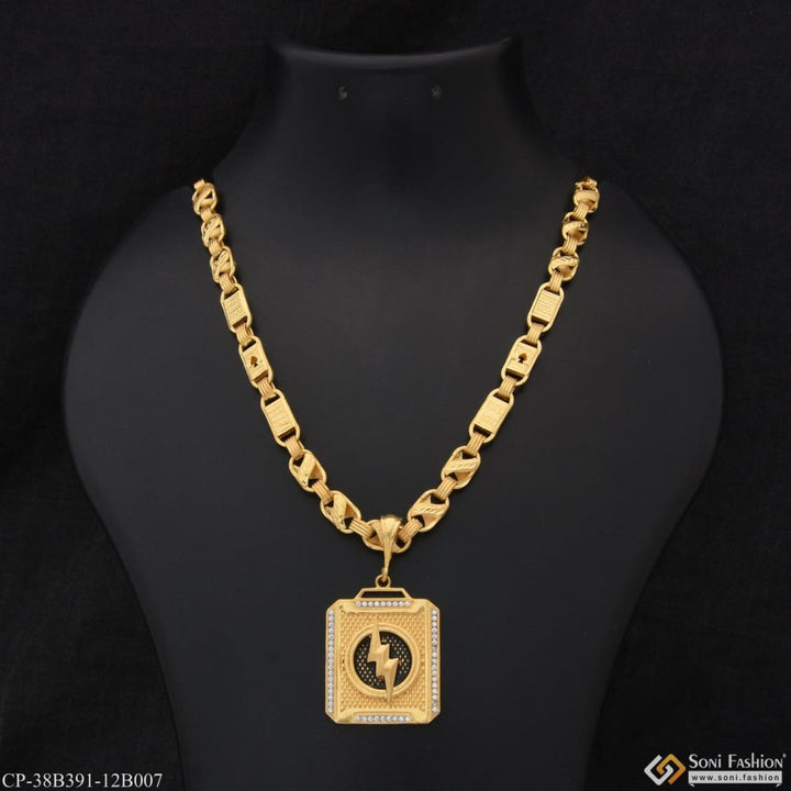 1 gram gold plated thunder antique design chain pendant