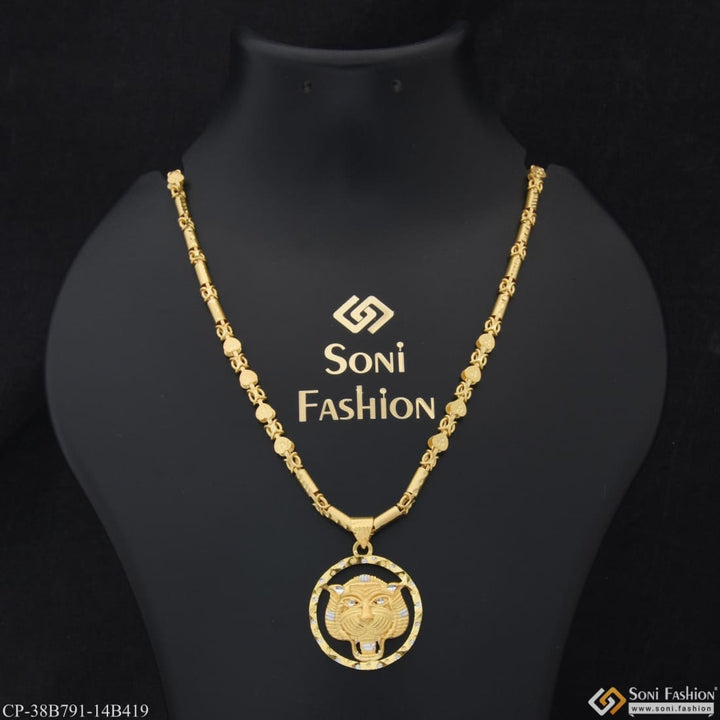 1 gram gold plated tiger popular design chain pendant combo