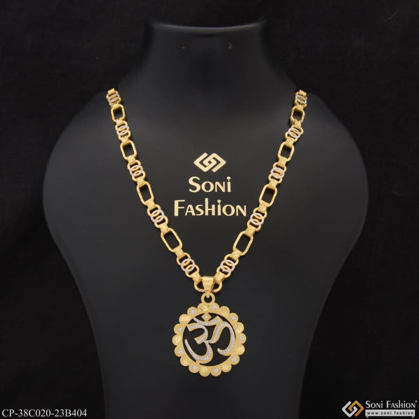 1 gram gold plated om traditional design chain pendant combo