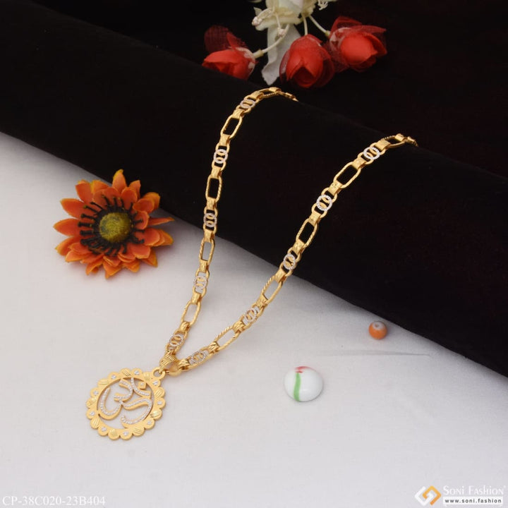 1 gram gold plated om traditional design chain pendant combo