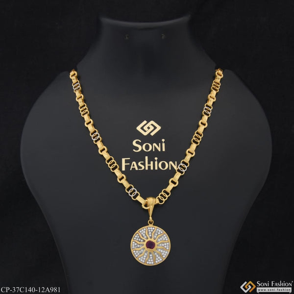 1 gram gold plated sun trending design chain pendant combo