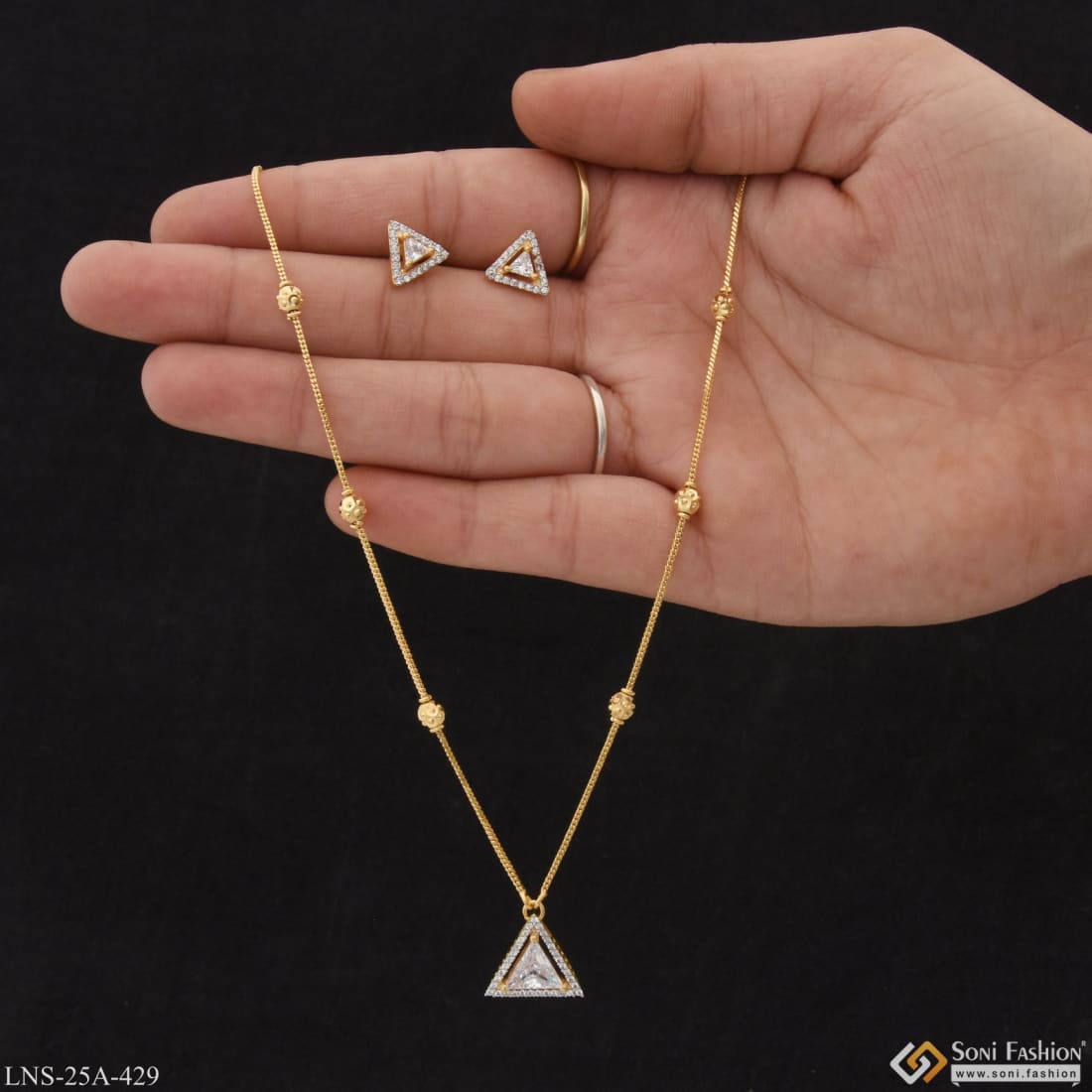 14K White Gold Diamond Triangle Necklace - Josephs Jewelers