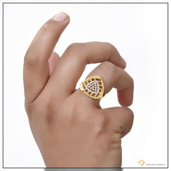 1 gram gold plated triangle with diamond casual design ring