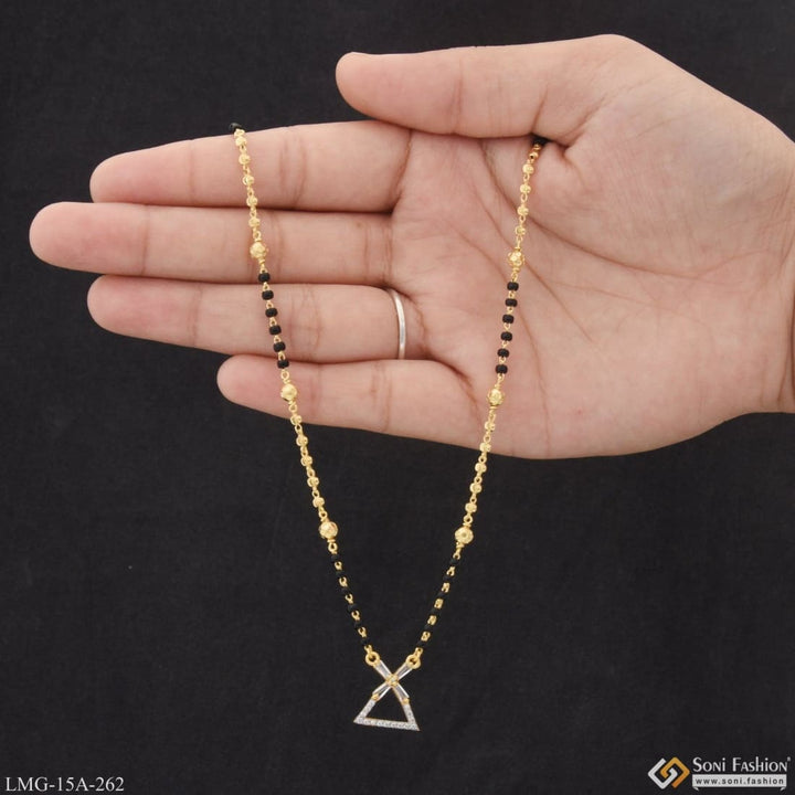 1 Gram Gold Plated Triangle With Diamond Designer