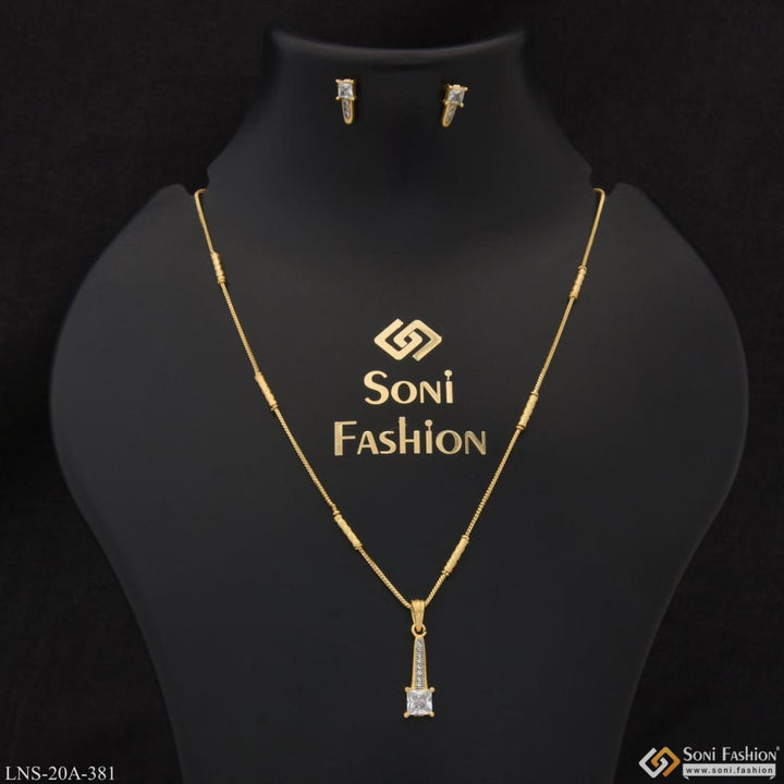 1 gram gold plated white stone charming design necklace set