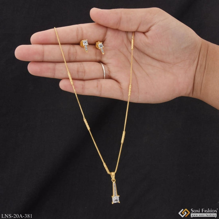 1 gram gold plated white stone charming design necklace set