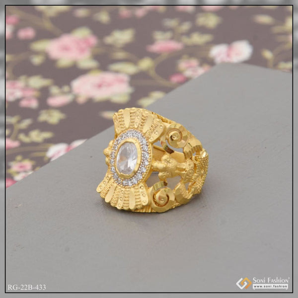 1 gram gold plated white stone cute design best quality ring