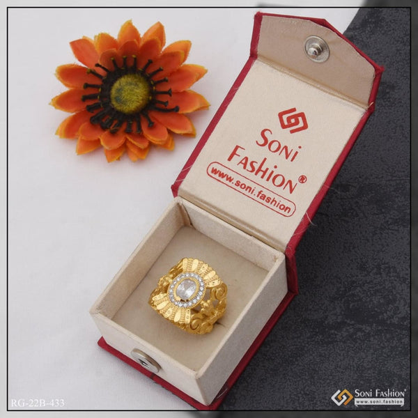 1 gram gold plated white stone cute design best quality ring